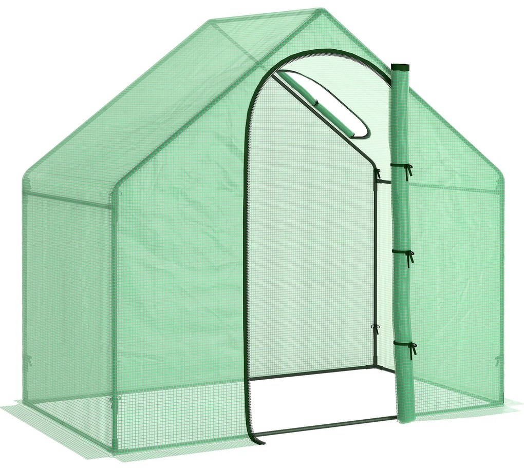 Outsunny Sera Cabina Portabila 180x100cmx168cm, Folie PE, Cadru de Otel, Usa cu Fermoar, Aerisire Superioara, Verde | Aosom Romania