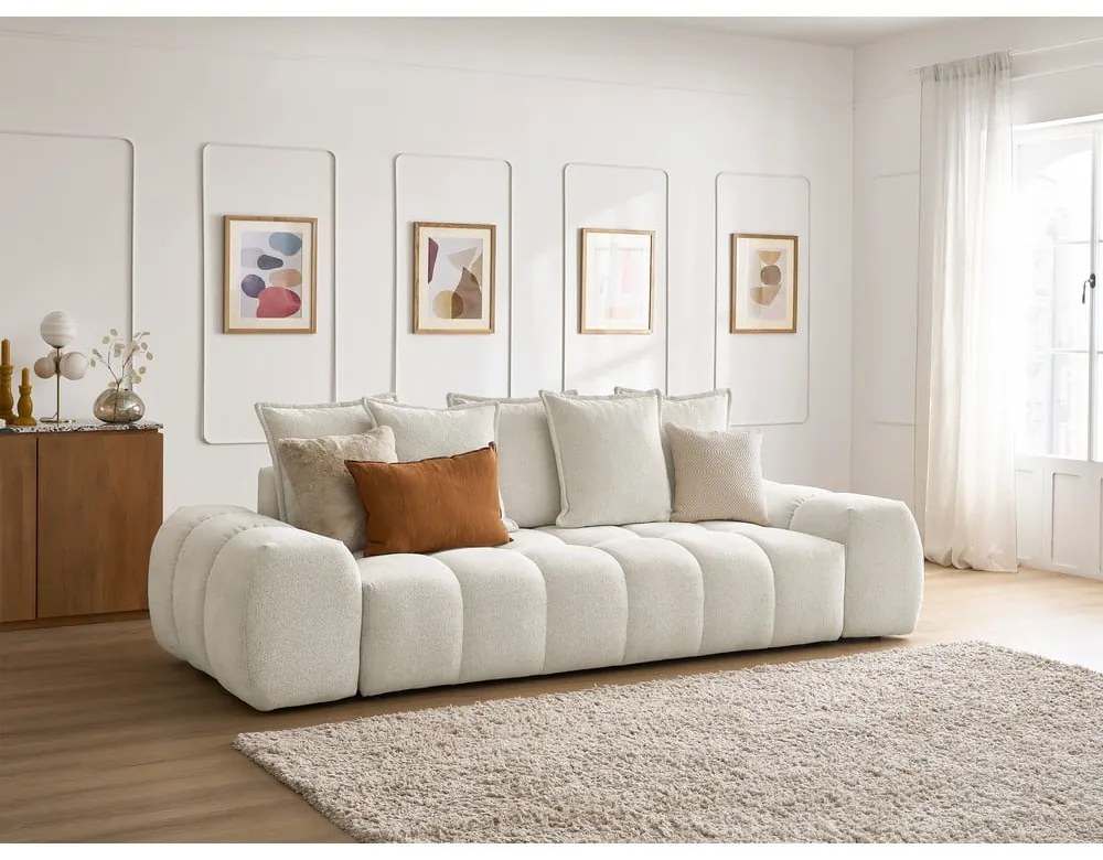 Canapea albă cu tapițerie din chenille 278 cm Everest – Bobochic Paris