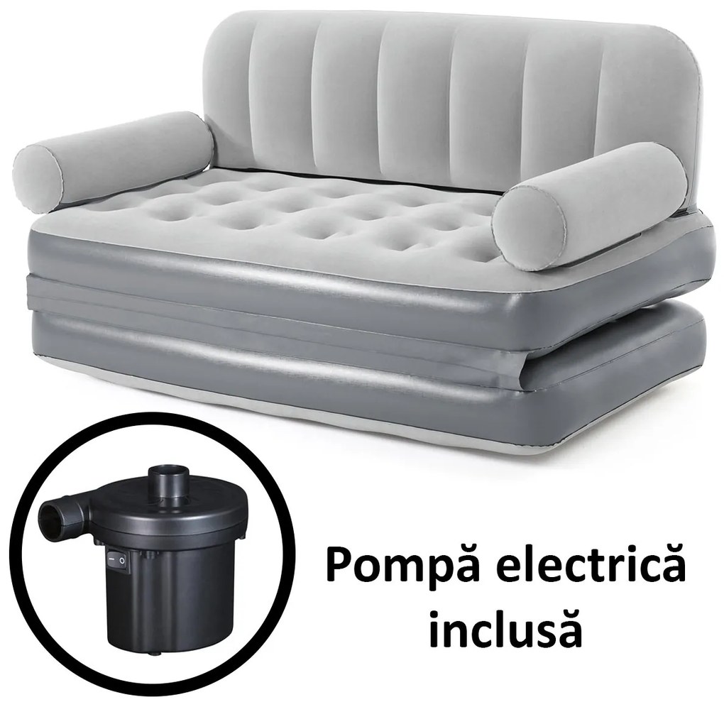 Canapea gonflabila plusata Bestway cu pompa inclusa 186 x 145 x 64 cm