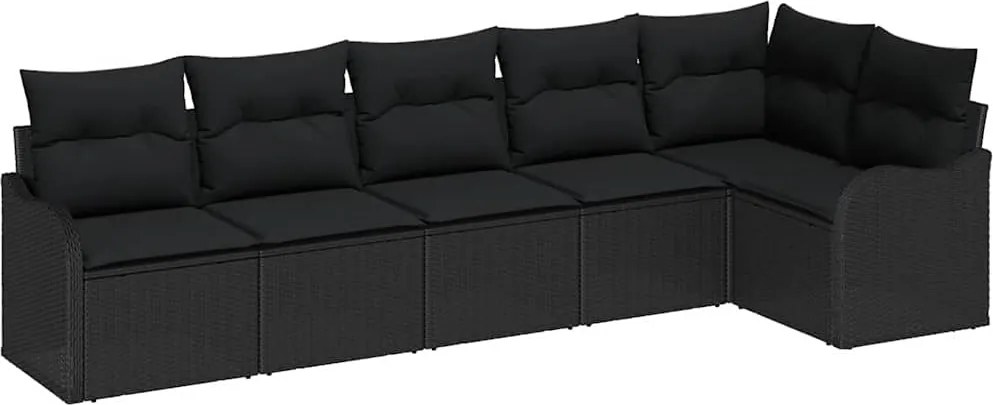 vidaXL Set de canapele pentru grădină 6 pcs Negru poliratan