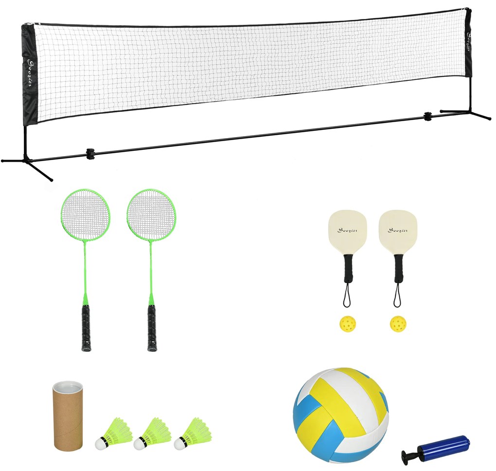 SPORTNOW Set complet de badminton, pickleball și volei, 3 în 1, jocuri sportive în aer liber cu filet reglabil | Aosom Romania