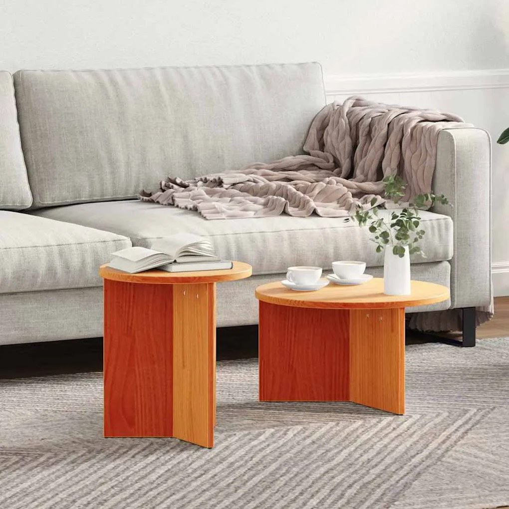 vidaXL Masă de cafea 2 pcs Maro ceruit 49 x 49 x 28 cm