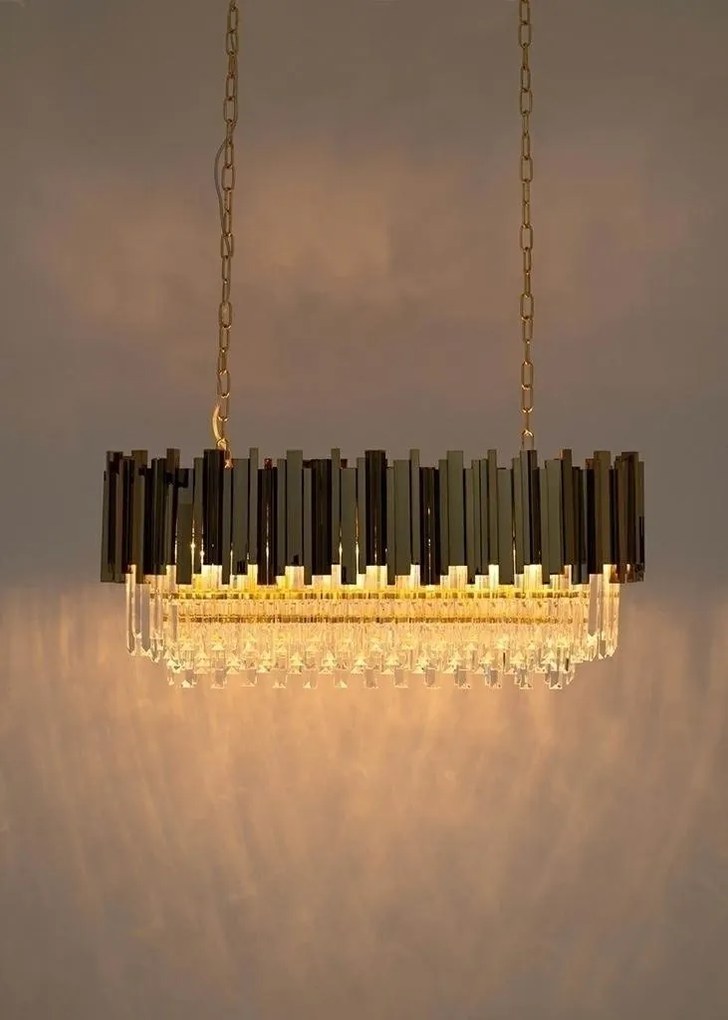 Lustra suspendata, Cristale de Sticla, Glamour Long Silver 90