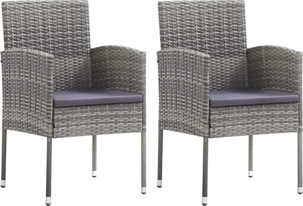 vidaXL Scaune de grădină cu perne, 2 buc., gri închis, poliratan