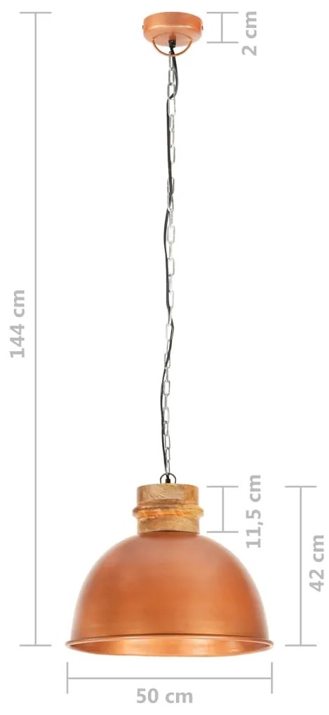 Lampa suspendata industriala, cupru, 50 cm, mango, E27, rotund 1, Cupru, 50 cm, 1