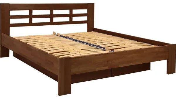 Двойно легло от масивно дърво с вместимост ANGELA 180x200 см тъмен орех