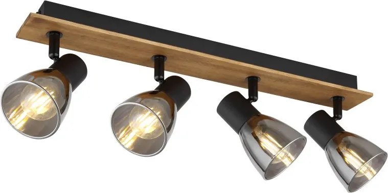 Plafoniera cu 4 spoturi directionabile design modern CLAUDE negru, maro
