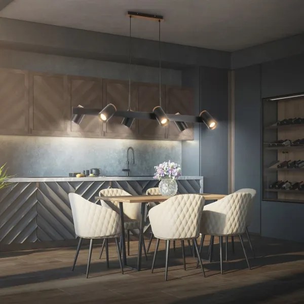 Briloner 4059065 - Lustră pe cablu ERA 6xGU10/10W/230V negru