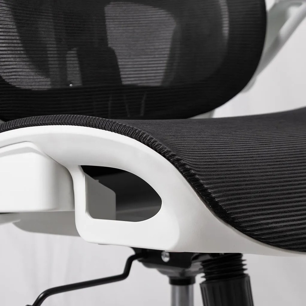 Scaun de birou ergonomic din mesh cu suport lombar și brațe rabatabile OFF 440 alb