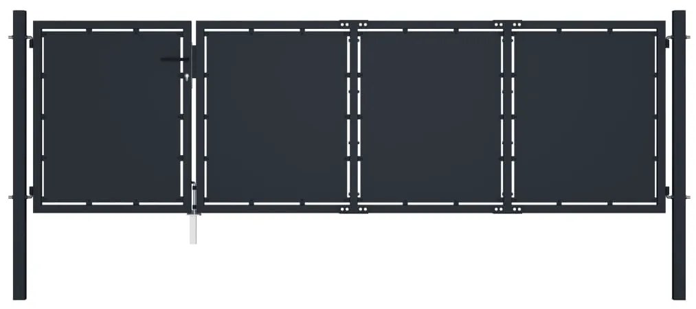 vidaXL Poartă de grădină, antracit, 350 x 100 cm, oțel