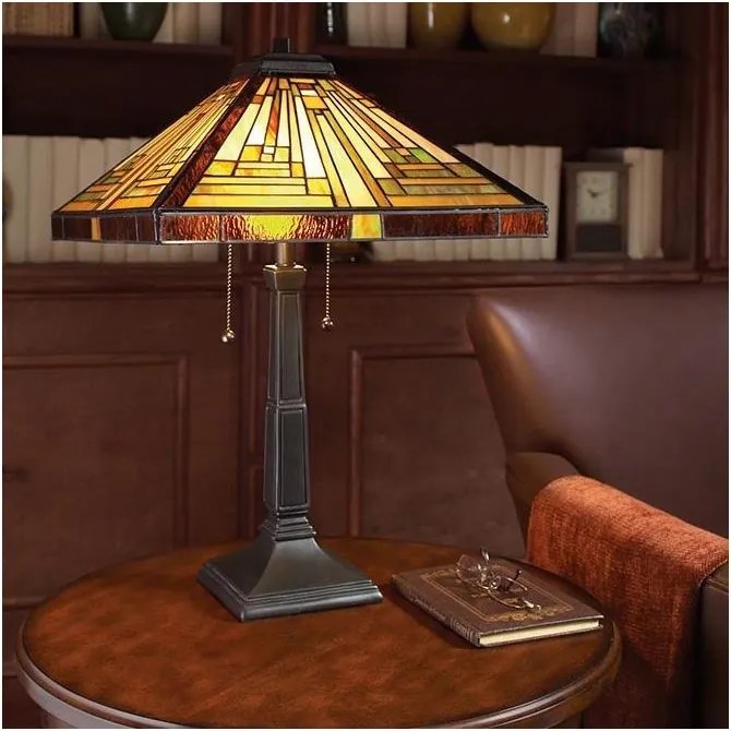 Elstead QZ-STEPHEN-TL - Lampă de masă Tiffany STEPHEN, 2x E27/60W/230V