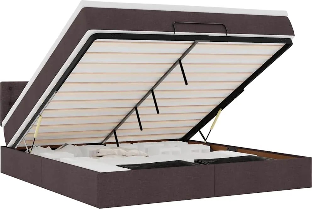 vidaXL Cadru de pat otoman cu saltea țesătură maro închis 160x200cm