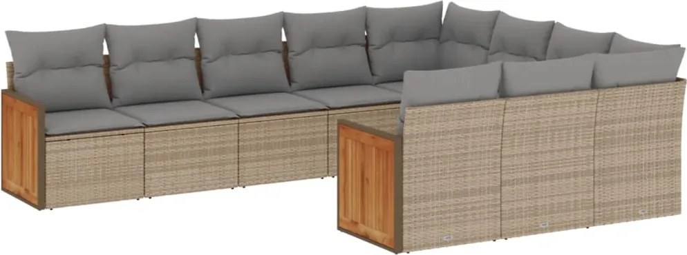 vidaXL Set canapele de grădină cu perne, 10 piese, bej, poliratan