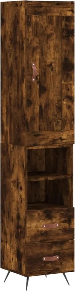 vidaXL Dulap înalt, stejar fumuriu, 34,5x34x180 cm, lemn prelucrat