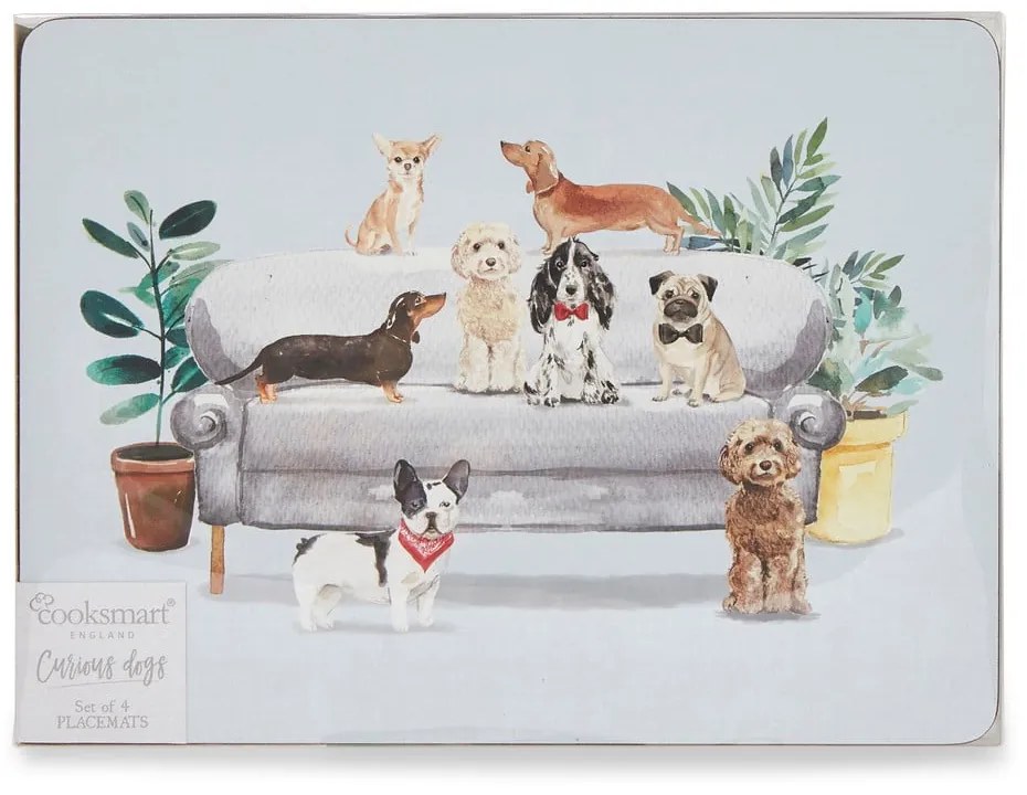 Set de 4 suporturi farfurii din plută 21.5x29 cm Curious Dogs - Cooksmart ®