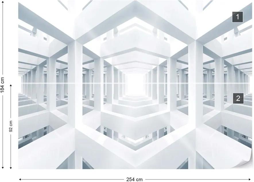 GLIX Fototapet - 3D Modern Architecture White Vliesová tapeta  - 254x184 cm