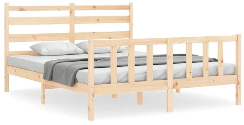 3192041 vidaXL Cadru de pat cu tăblie, king size, lemn masiv