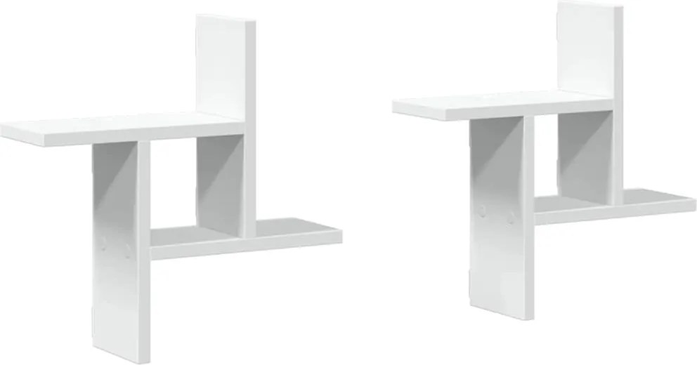 vidaXL Rafturi de perete, 2 buc., alb, 38x12x38 cm, lemn prelucrat
