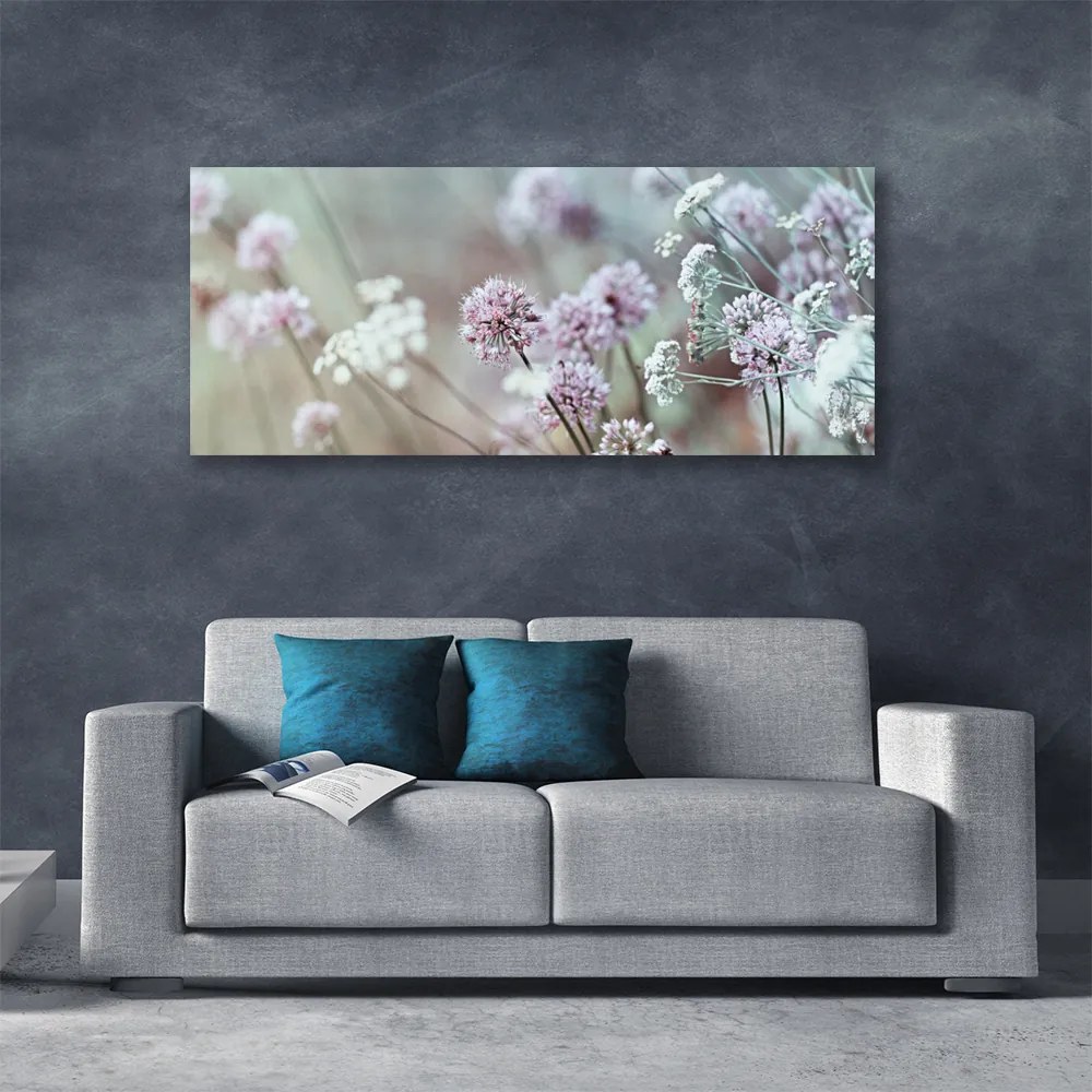 Tablou pe panza canvas Flori Floral Violet Alb