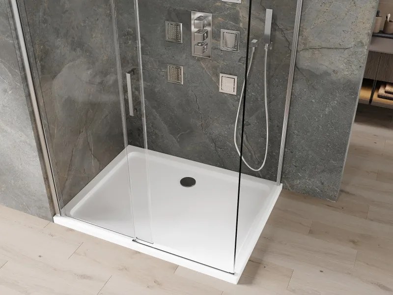 Mexen Omega cabina de duș culisantă 120 x 70 cm, transparentă, cromată + cadă Flat - 825-120-070-01-00-4010