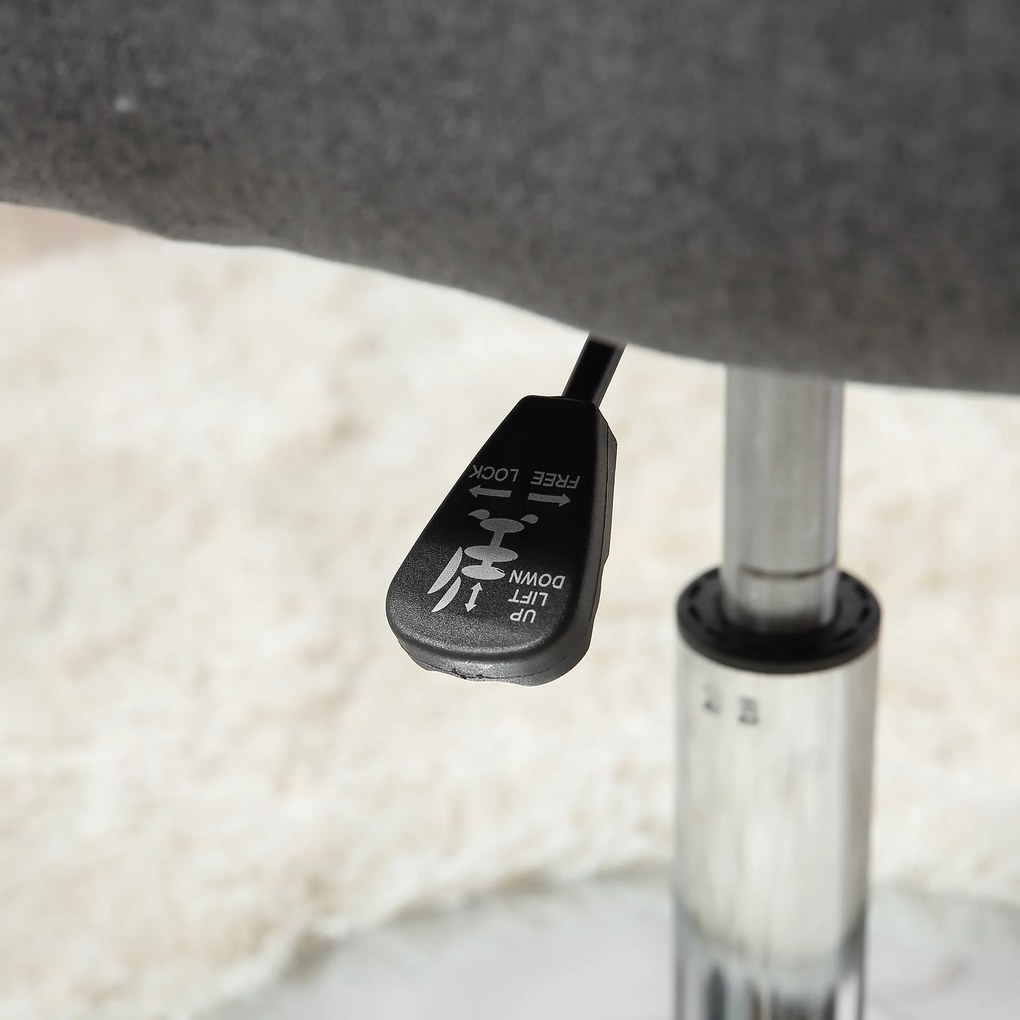 HOMCOM Fotoliu de salon Confort Maxim Pernițe lombare Înălțare reglabilă Rotativ 360° Picior metal cromat Lin Gri | Aosom Romania