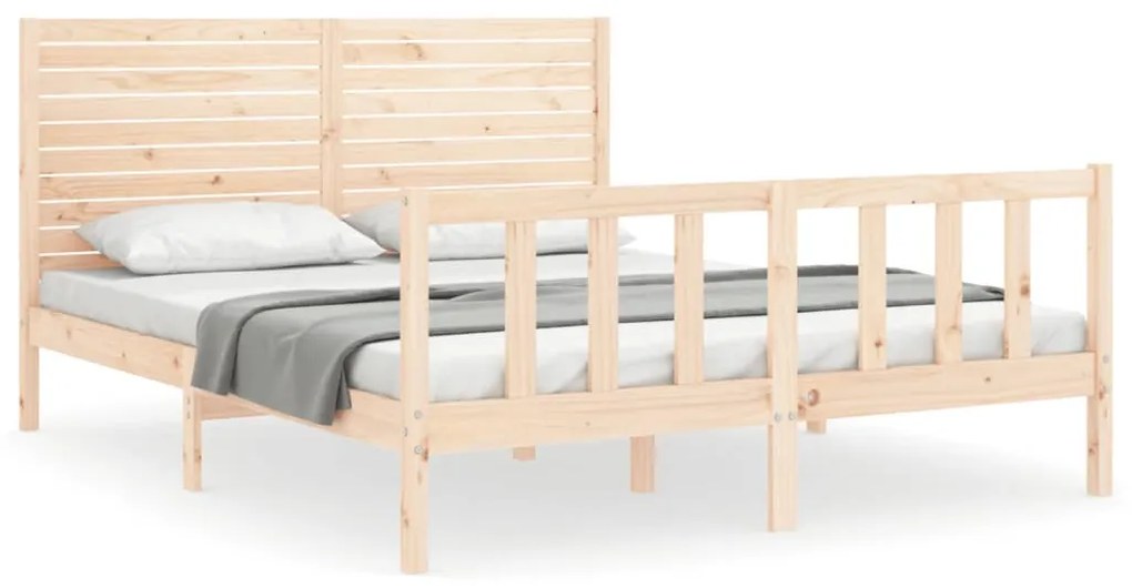 3193216 vidaXL Cadru de pat cu tăblie, 160x200 cm, lemn masiv