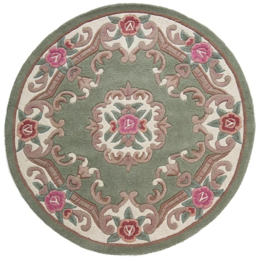 Covor din lână Flair Rugs Aubusson, ⌀ 120 cm, verde