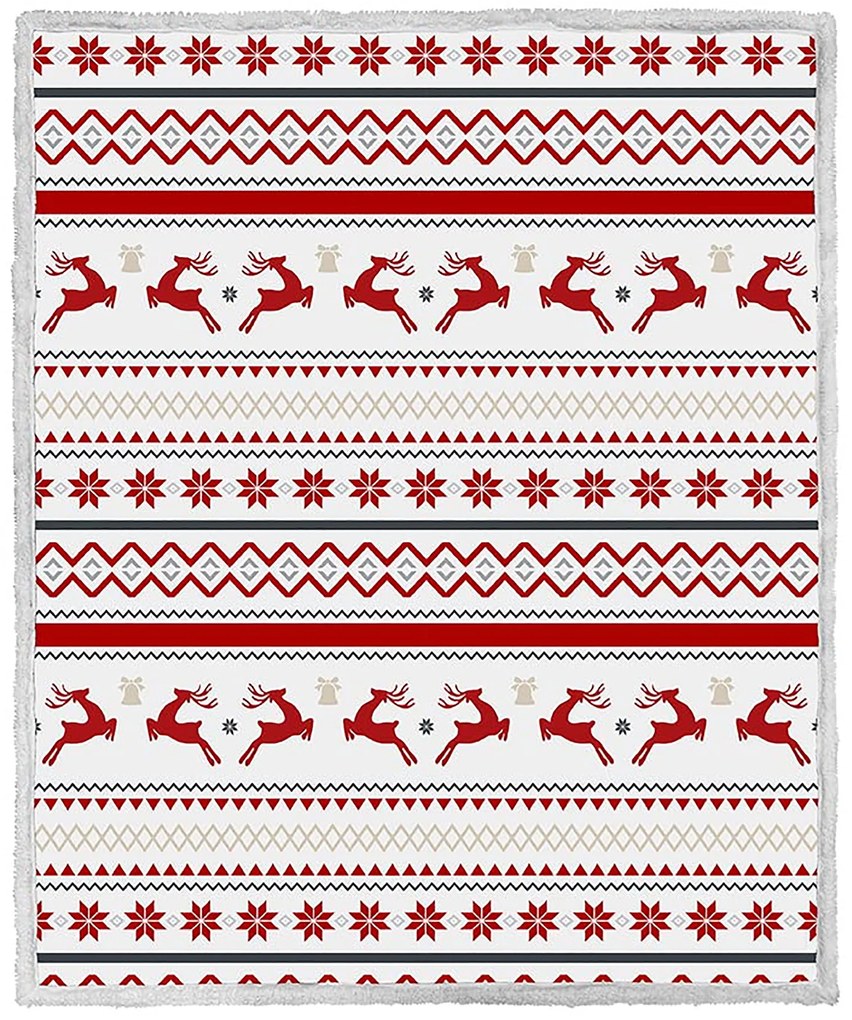 Patura alba de miel de Craciun din microplush RETRO CHRISTMAS Dimensiuni: 160 x 200 cm