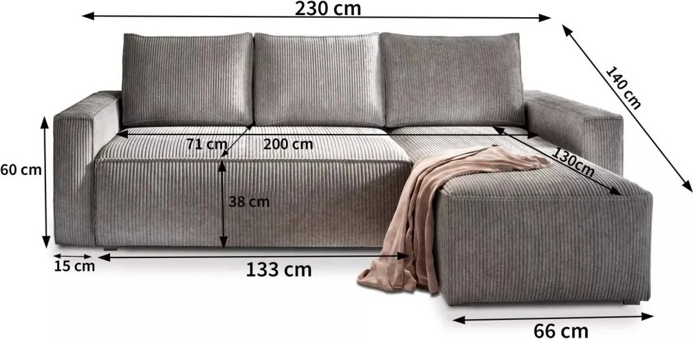 Canapea colt extensibila SMART COSARO mustar, cu colt bilateral + 2 perne CADOU