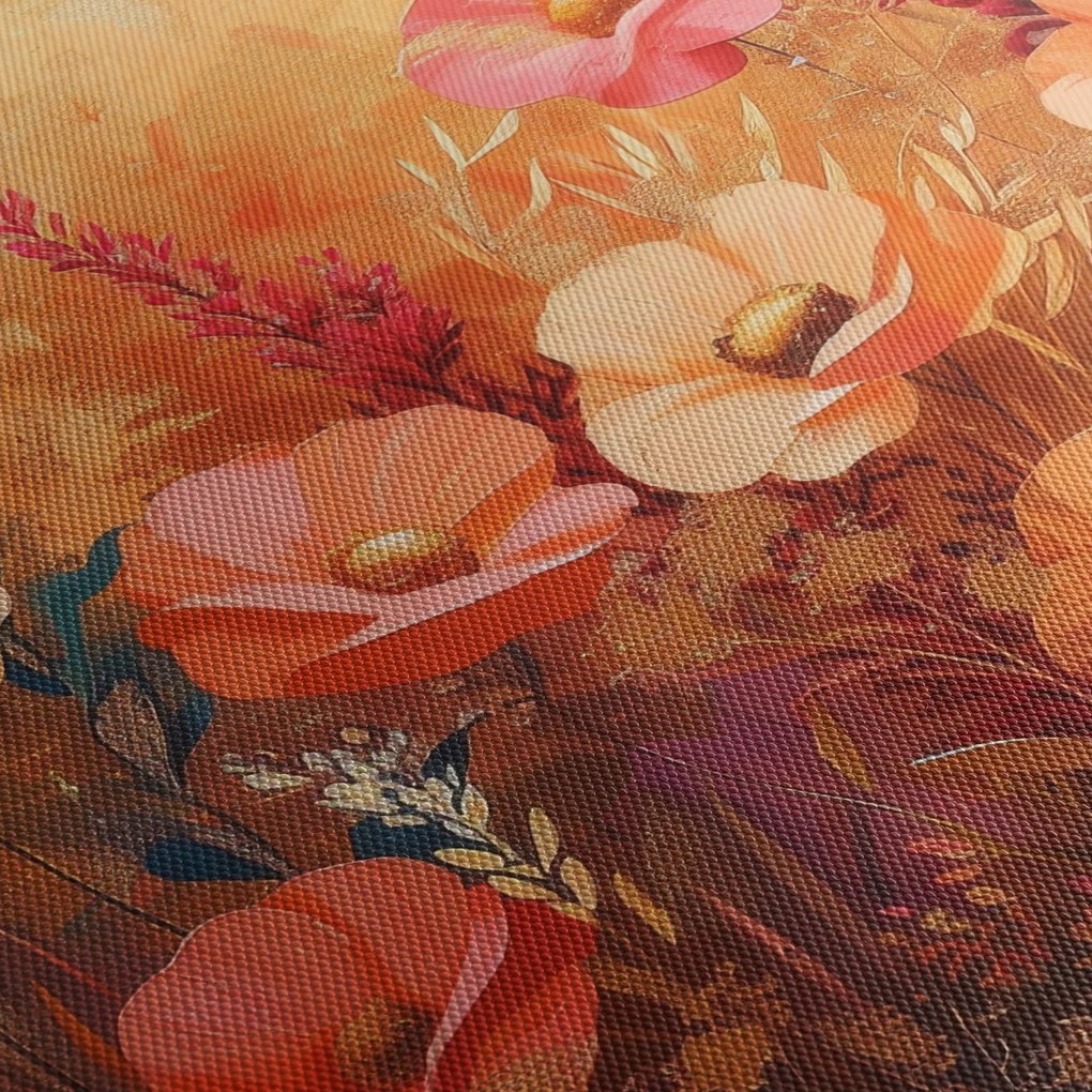 Tablou - Flori de pajiște, pictură (cu ceas) (90x30 cm)