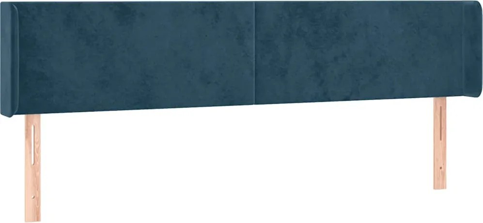 vidaXL Tăblie pat cu aripioare albastru închis 203x16x78/88 cm catifea