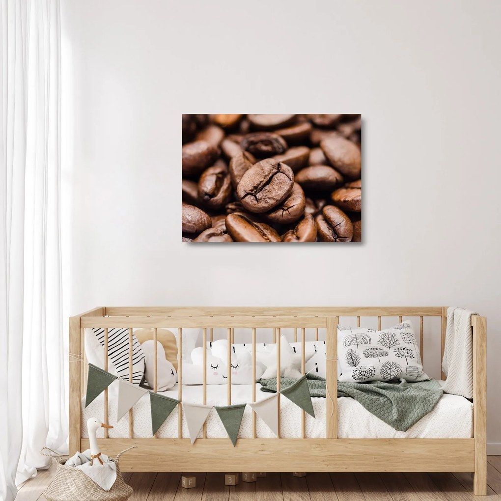 Tablou pe sticlă - Boabe de cafea (70x50 cm)
