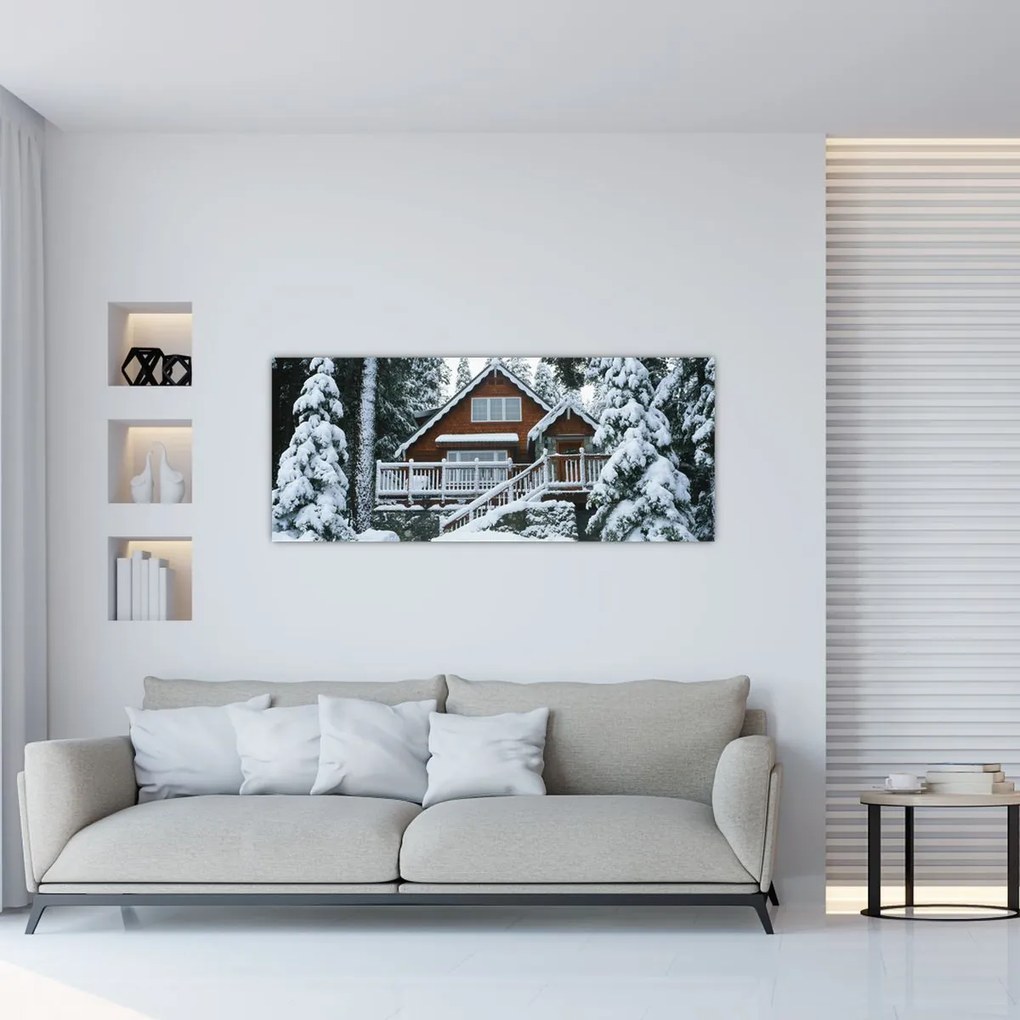 Tablou - Cabană din lemn (120x50 cm)