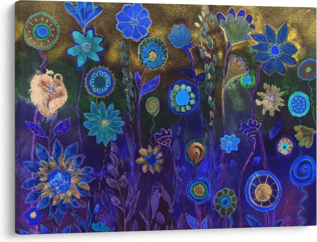 Tablou - Flori albastru închis (70x50 cm)