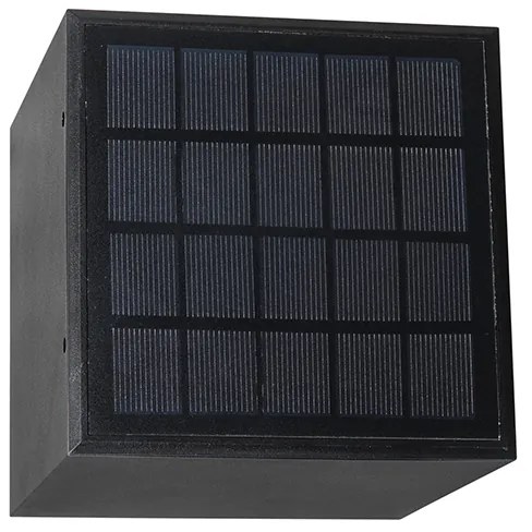 Lampă de perete de exterior neagră cu lumină slabă și senzor solar - Charlotte