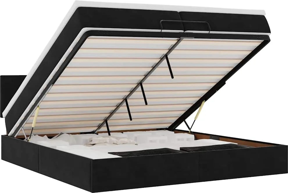 vidaXL Cadru de pat otoman cu saltea, catifea neagră 200x200 cm