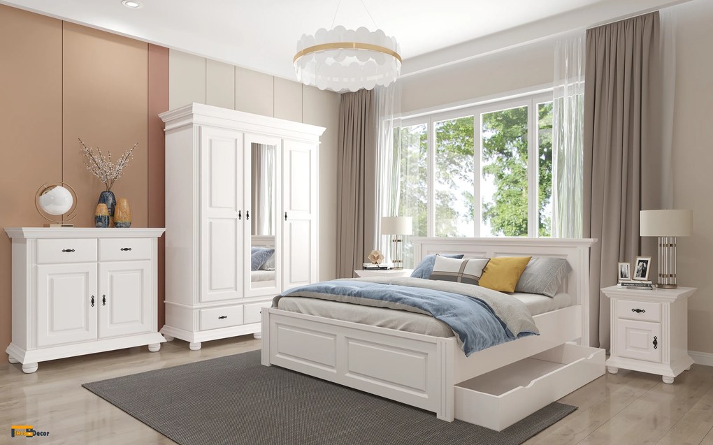 Dormitor Select lemn masiv, Alb montaj gratuit