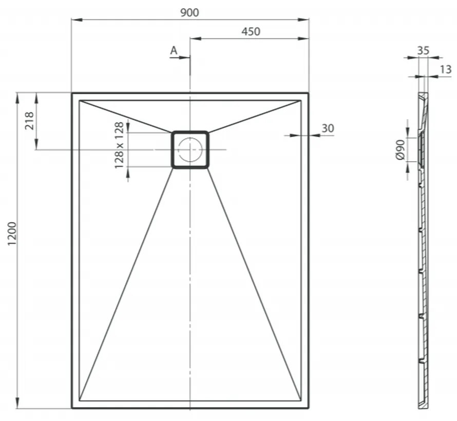 Cadita dus compozit slim antracit 120x90 cm Deante, Correo 1200x900 mm, Antracit