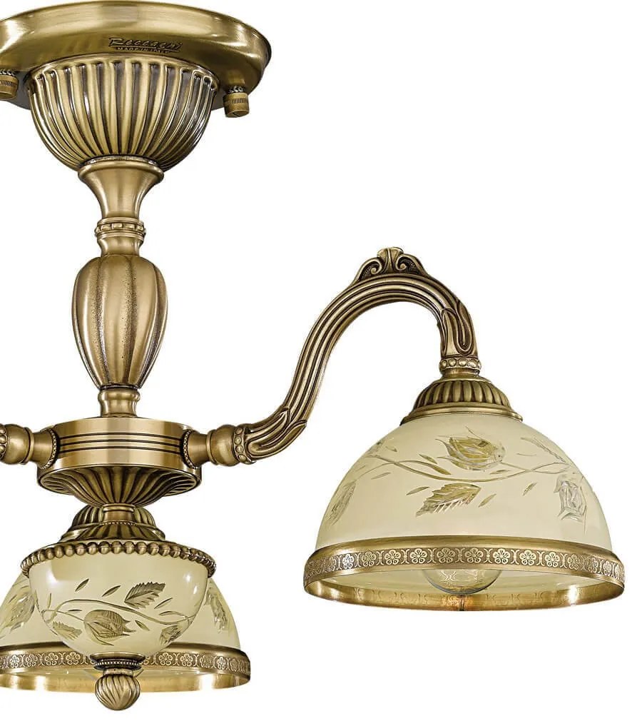 Lustra aplicata din alama cu sticla decorata design italian III 6208