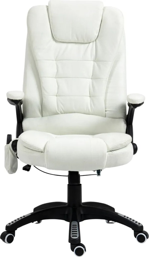 RESIGILAT- Scaun directorial cu Masaj si Incalzire, 8 puncte de masaj, Material Textil, Alb
