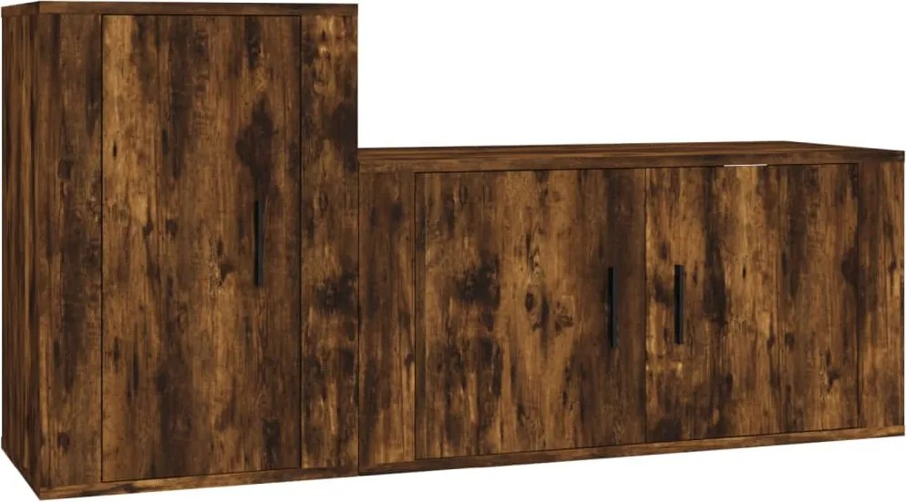 vidaXL Set dulapuri TV, 2 piese, stejar fumuriu, lemn prelucrat