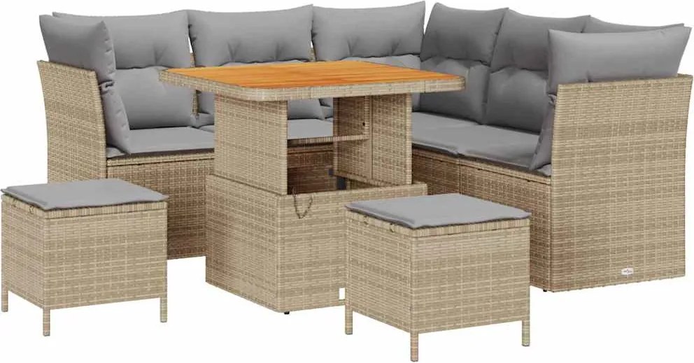 vidaXL Set de canapele pentru grădină 8 pcs bej și gri deschis