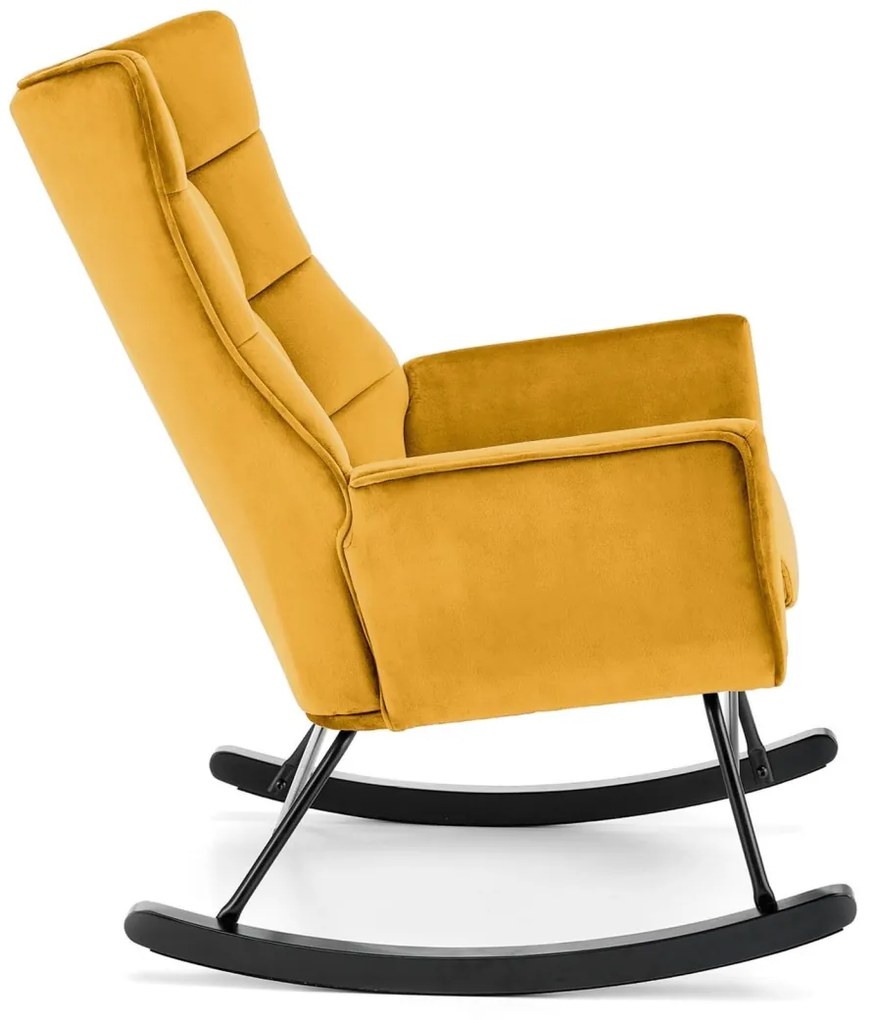 Fotoliu tip balansoar Bazalto velvet mustariu H92 cm