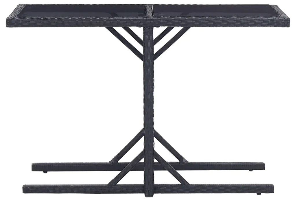 Masa de gradina, negru, 110 x 53 x 72 cm, sticla si poliratan 1, Negru