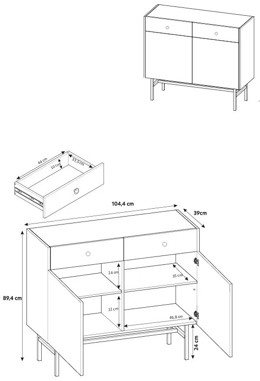 Comodă Desanta 2D2SZ (bej + negru). 1082794