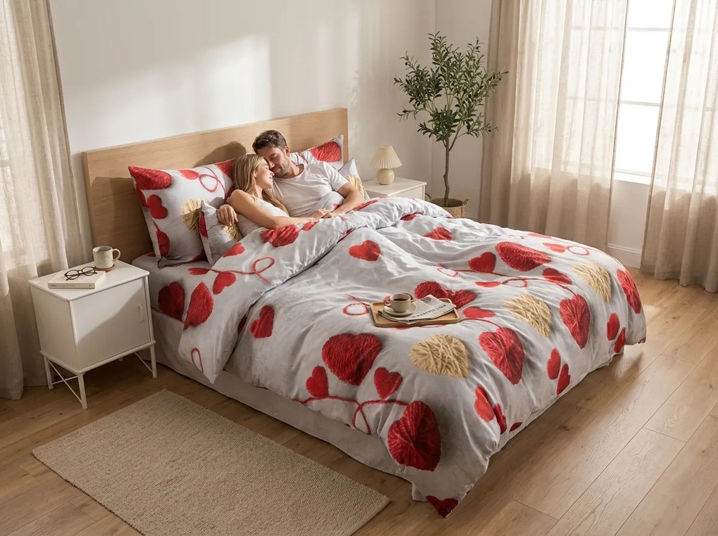 Lenjerie de pat din microfibra VELHEART rosu Dimensiune lenjerie de pat: 2 buc 70 x 80 cm | 160 x 200 cm