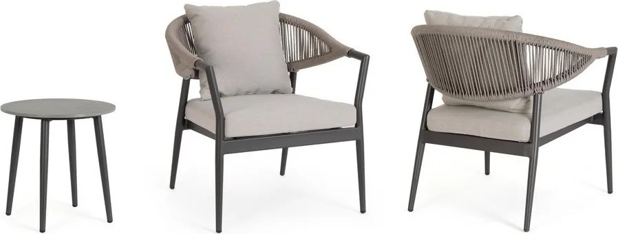 Set mobilier de grădină kaki/taupe din aluminiu pentru 2 persoane Millor – Bizzotto