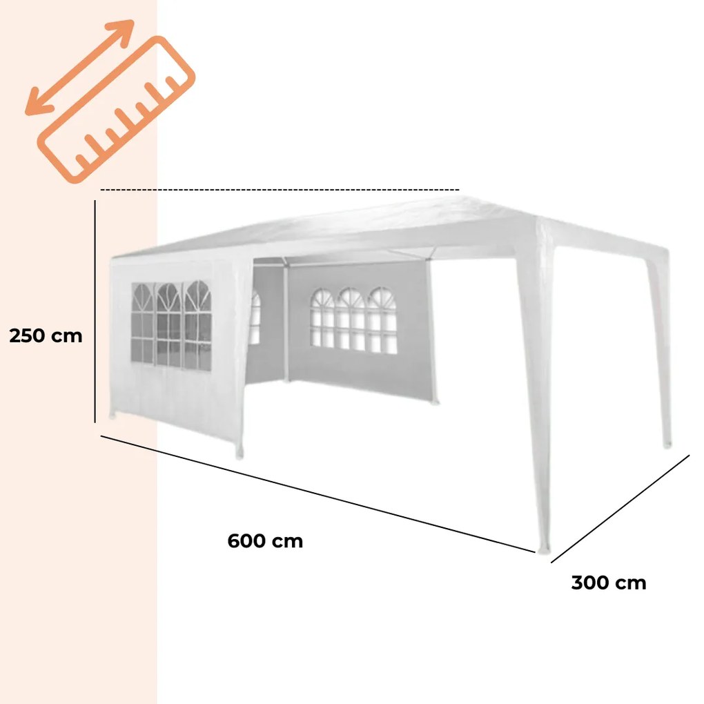Cort de petrecere NEAPOL, 3x6m, alb Jurhan