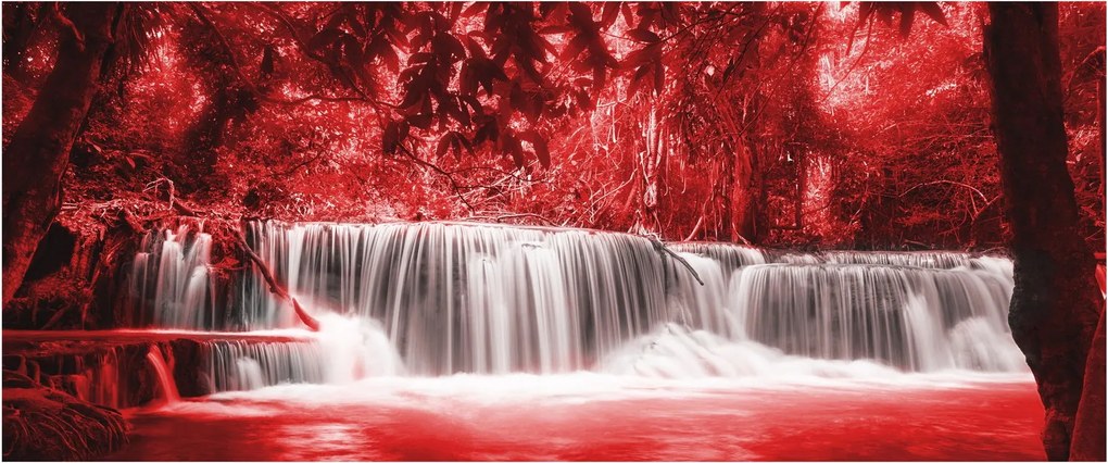 Tablou - Cascadă, roșu (120x50 cm)