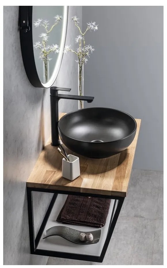 Baterie negru-mat pentru chiuvetă înaltă Pax – Sapho